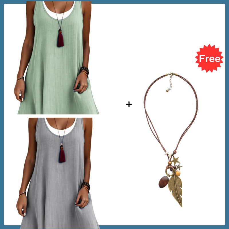 Women's Sleeveless Fake 2-Piece Dress