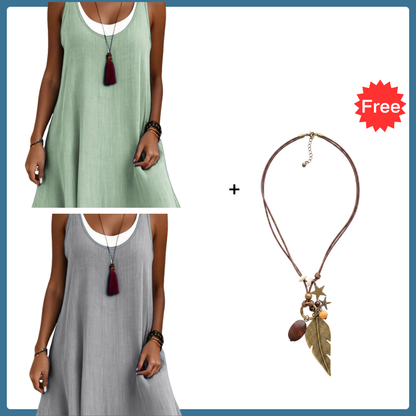 Women's Sleeveless Fake 2-Piece Dress