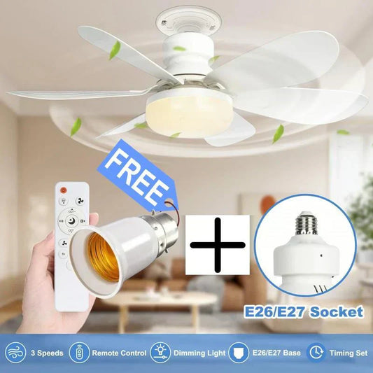 ⏳LAST DAY SALE 50% OFF🔥40W LED Ceiling Fan Light – 20.5” Ultra-Quiet with Remote 🎯 | E27 + FREE B22 Adapter 🔌 | For Bedroom 😴, Kitchen 👩‍🍳 & Garage 🛠️