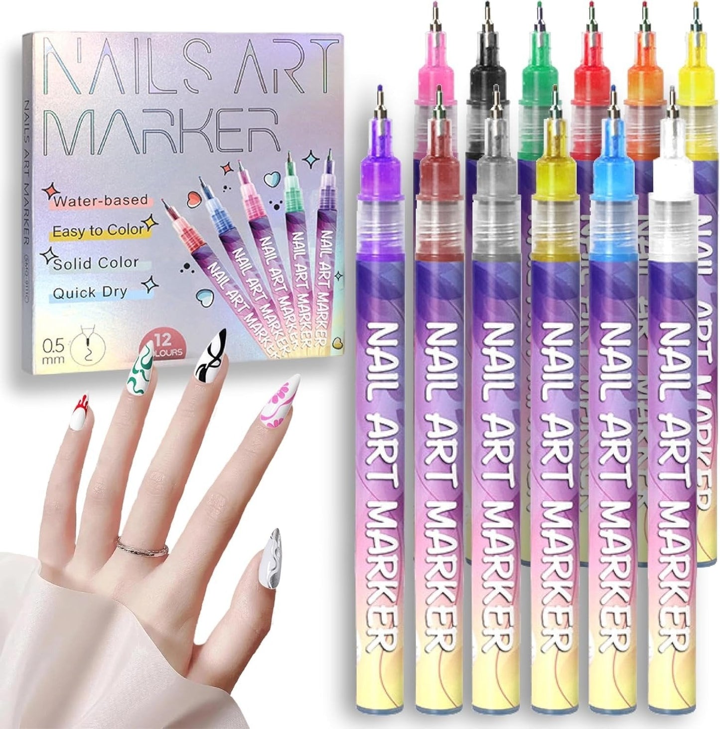 🎅🌟CHRISTMAS SPECIAL PRICE: $21.99!!⏳12 Colors Nail Art Pens Set🎨💅