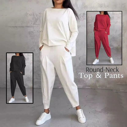 💥Limit Time 49% OFF 💕Women's 2-piece set: long-sleeved round neck top + pants🧥+👖