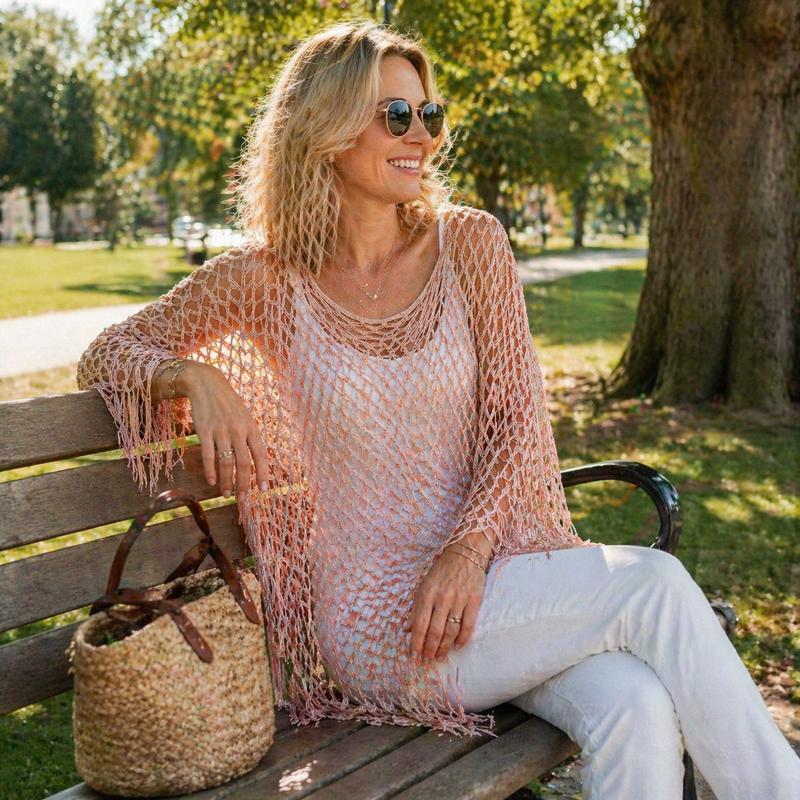 🏆 Last Day Special Price 💐Summer Metallic Crochet Cover-Up – Lightweight, Flowy & Effortlessly Stylish summer outfit