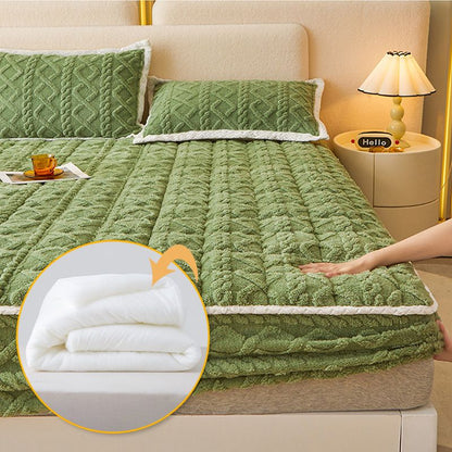 🛏️ 50% OFF! 🎁 WARM FITTED BED SHEET - Brushed Flannel & Deep Pocket (Up to 40cm), Non-Slip Corners for All-Season Comfort❄️🛌