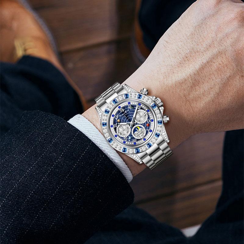 🔥 Hot Sale 🔥TINAIBIN Twelve Zodiac Signs & Starry Sky Diamond Automatic Skeleton Men's Watch