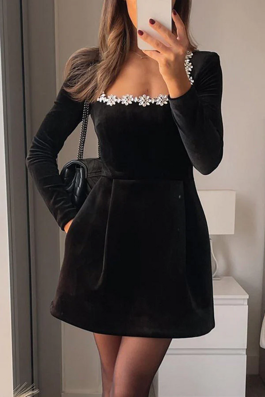 🎁Hot Sale 49% OFF⏳Elegant Long Sleeve Dress with Square Collar