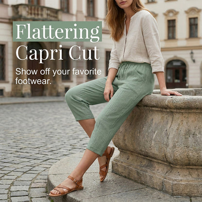 📢📢50% off new arrivals - Women's Solid-Color Pleated Cotton - Linen Cropped Pants