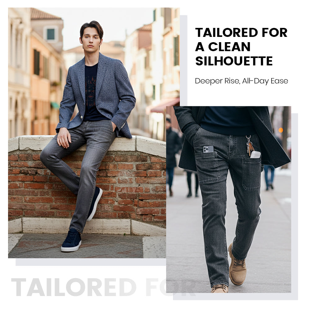 🔥 Men’s Slim Fit Jeans with 6 Functional Pockets – Style Meets Utility!
