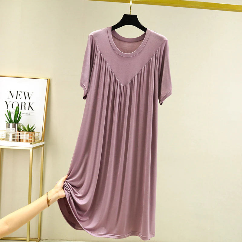 (LAST DAY 50% OFF) Super Soft Comfortable Short Sleeve Loose Pajama Dress-18