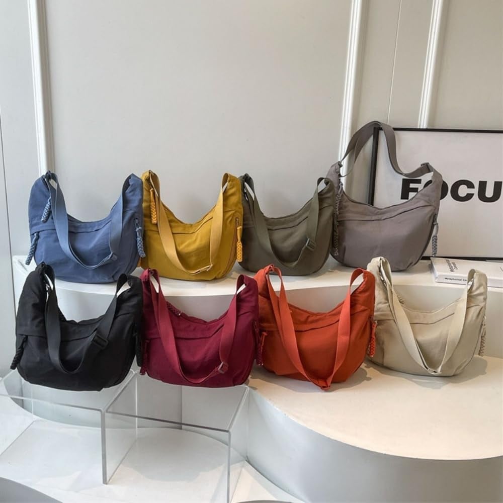 🔥Designer Direct Sales👜Women's Fashion Plain Color Nylon Crossbody Hobo Bag