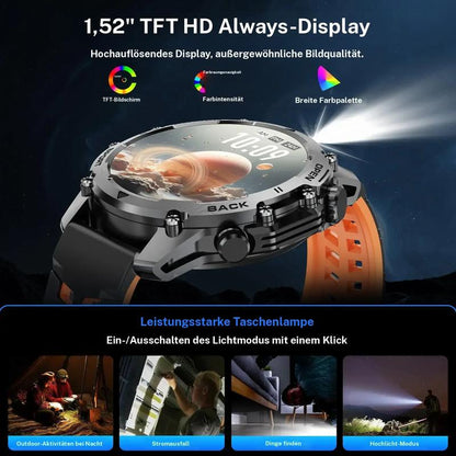 🔥⌚1.52" HD smartwatch for men – Phone calls and music control – Multiple sports modes – IP68 waterproof – Long battery life – Fitness watch for Android and iPhone✨