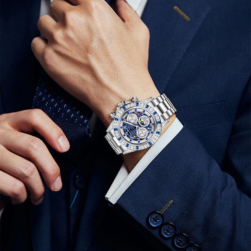 🔥 Hot Sale 🔥TINAIBIN Twelve Zodiac Signs & Starry Sky Diamond Automatic Skeleton Men's Watch