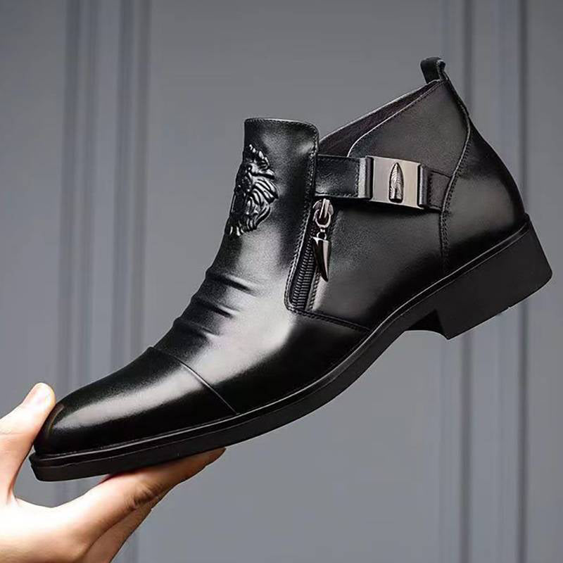 🔥Men's Embossed Ankle Boots  Dual Side Zipper Trendy Boots! 👞✈️Free Shipping