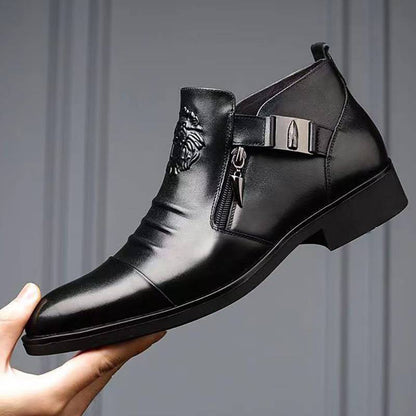 🔥Men's Embossed Ankle Boots  Dual Side Zipper Trendy Boots! 👞✈️Free Shipping