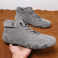 Italian suede high boots with Velcro-Masculine style, casual chic