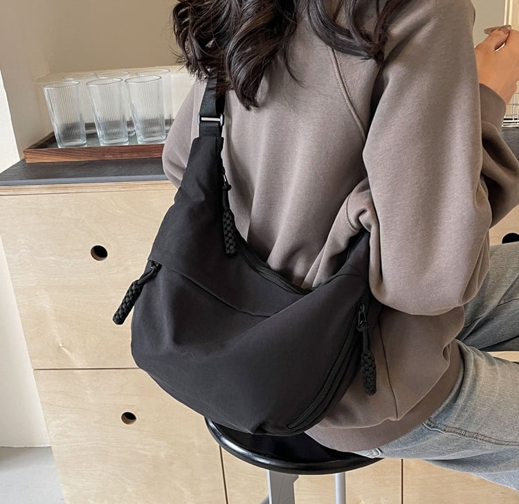 🔥Designer Direct Sales👜Women's Fashion Plain Color Nylon Crossbody Hobo Bag