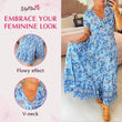 🔥2025 NEW SALES - 50% OFF🔥Floral casual print V-neck shirred waist long dress