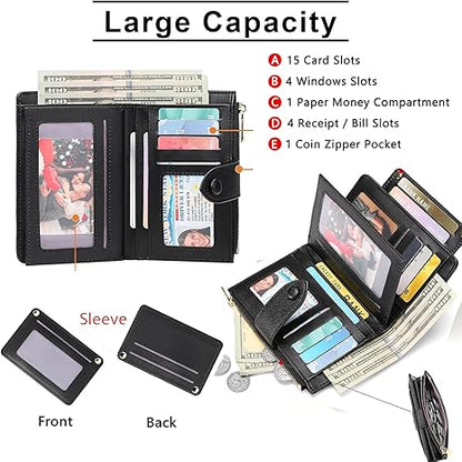 🔥Exclusive 2025 Luxury Sale✨Women's Premium RFID Leather Bifold Wallet(🩷Special Gift🩷Free)