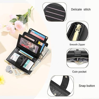🔥Exclusive 2025 Luxury Sale✨Women's Premium RFID Leather Bifold Wallet(🩷Special Gift🩷Free)