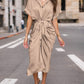 🔥2026 Summer New-❤️ Women Satin Button Shirt Dress