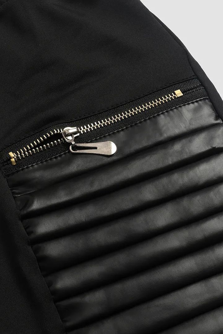 🔥Hot Sale 50% Off🔥Faux Leather Pants With Contrasting Trim And Zipper