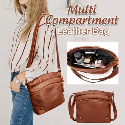 ✨Hot Sale 49% Off🌸Soft Leather Messenger Multi Pocket Large Capacity Shoulder Bag