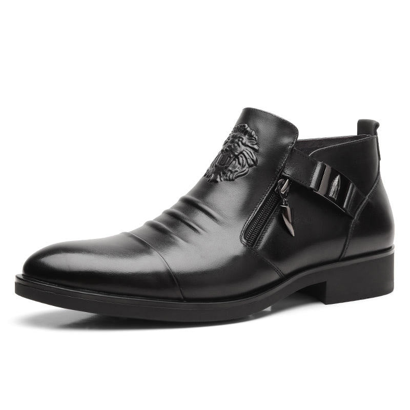 🔥Men's Embossed Ankle Boots  Dual Side Zipper Trendy Boots! 👞✈️Free Shipping