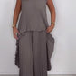🔥2025 New arrivals - 50% OFF🌺Laney Pleated Short Sleeve Irregular Midi Top and Elastic Waist Wide Leg Pants Set✨