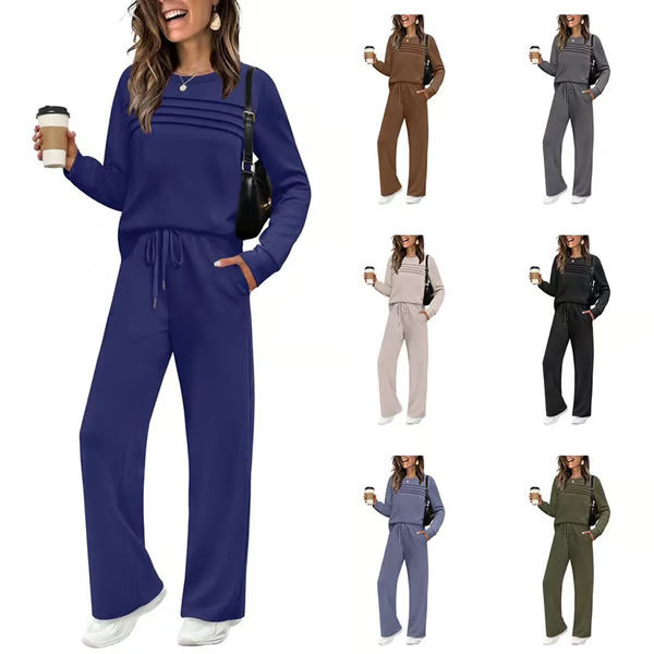 ⏳Limited-time 60% off⏰Women's Crew Neck Top & Drawstring Pants Set👚👖