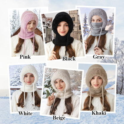 🔥Hot Sale 49% OFF🎁Women's Winter One-Piece Knitted Beanie Scarf Mask 4-in-1 Balaclava