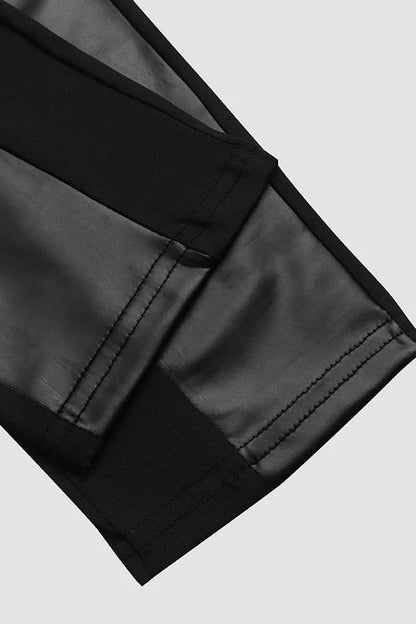 🔥Hot Sale 50% Off🔥Faux Leather Pants With Contrasting Trim And Zipper