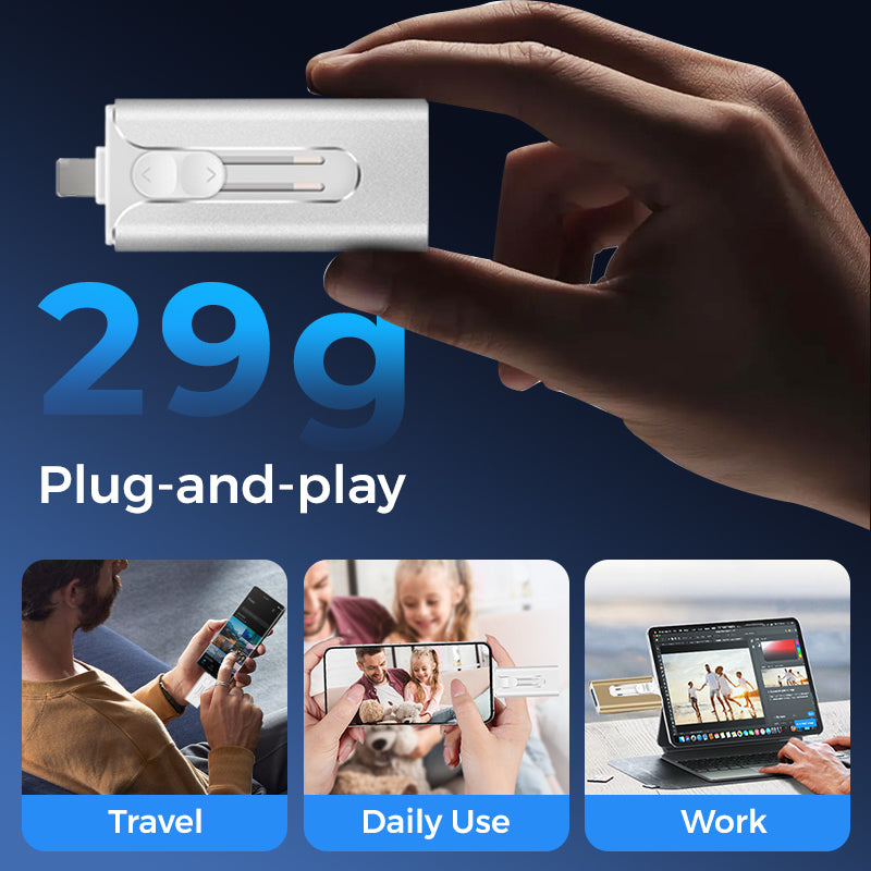 🔥 Hot Sale 50% OFF 🔥4-in-1 MFi Certified USB Flash Drive with Type-C Adapter for iPhone/Android/PC