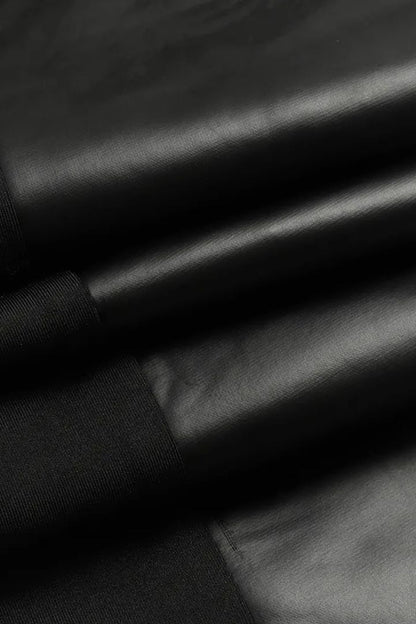 🔥Hot Sale 50% Off🔥Faux Leather Pants With Contrasting Trim And Zipper