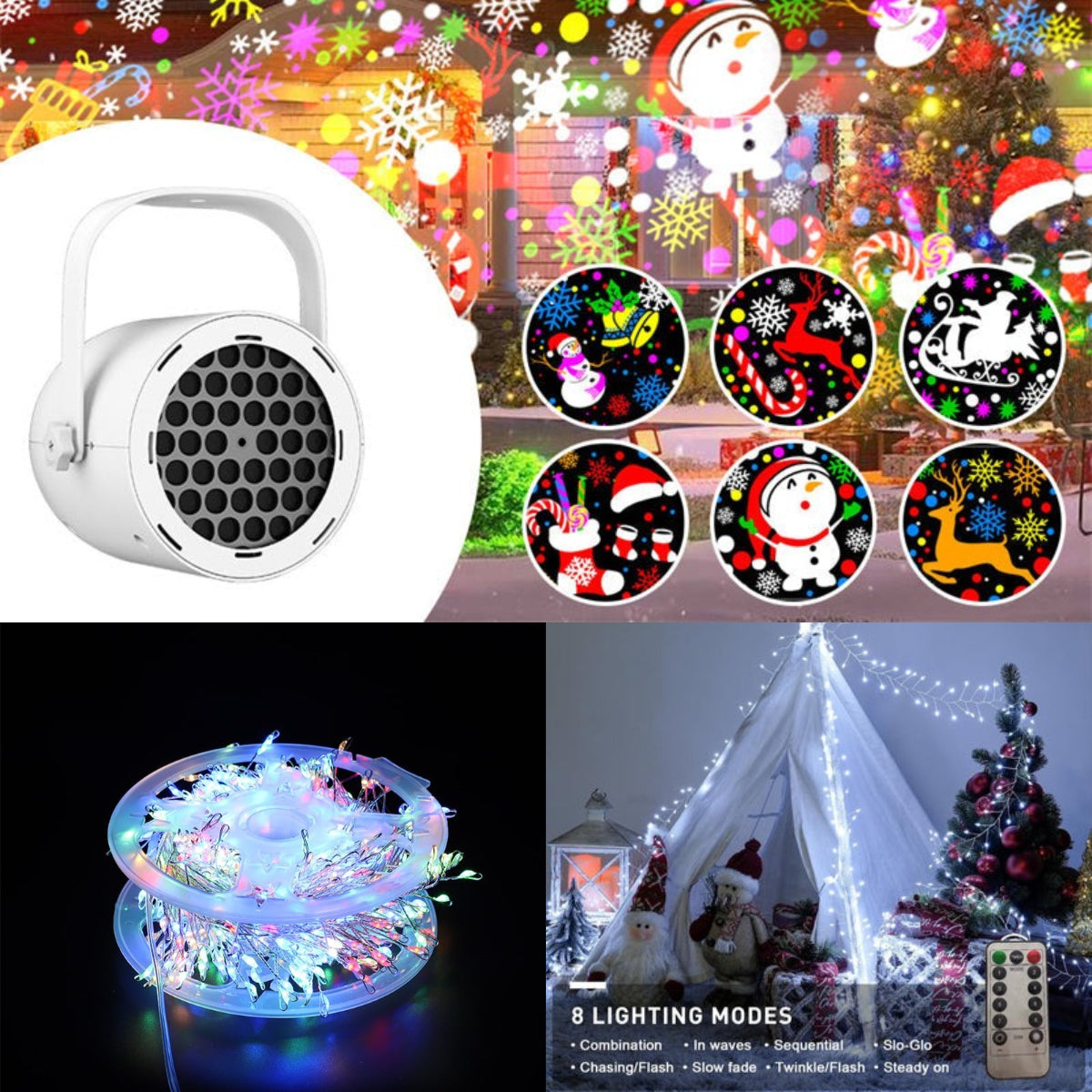 🎅Christmas Hot Sale🎁16-Pattern USB Christmas Projector Light