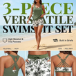 🔥2026 Hot Sale 50% OFF✨⚡ 50K+ SOLD! 🎁Women's 3-Piece Swimsuit Tankini Set with Shorts👙