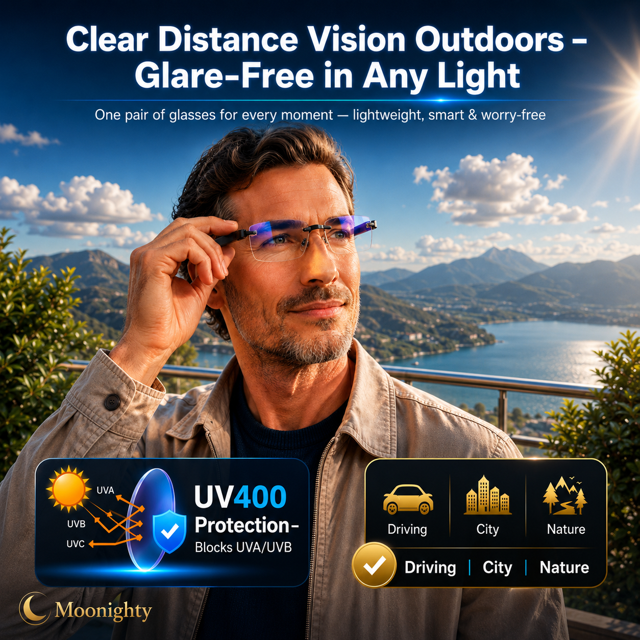 👓Frameless, ultralight reading glasses with a diamond-cut finish