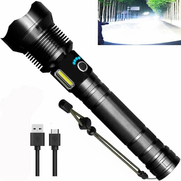 🔦20000 Lumen Flashlight-Extreme Beam & Power Bank Function⚡