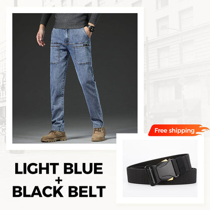 🔥 Men’s Slim Fit Jeans with 6 Functional Pockets – Style Meets Utility!