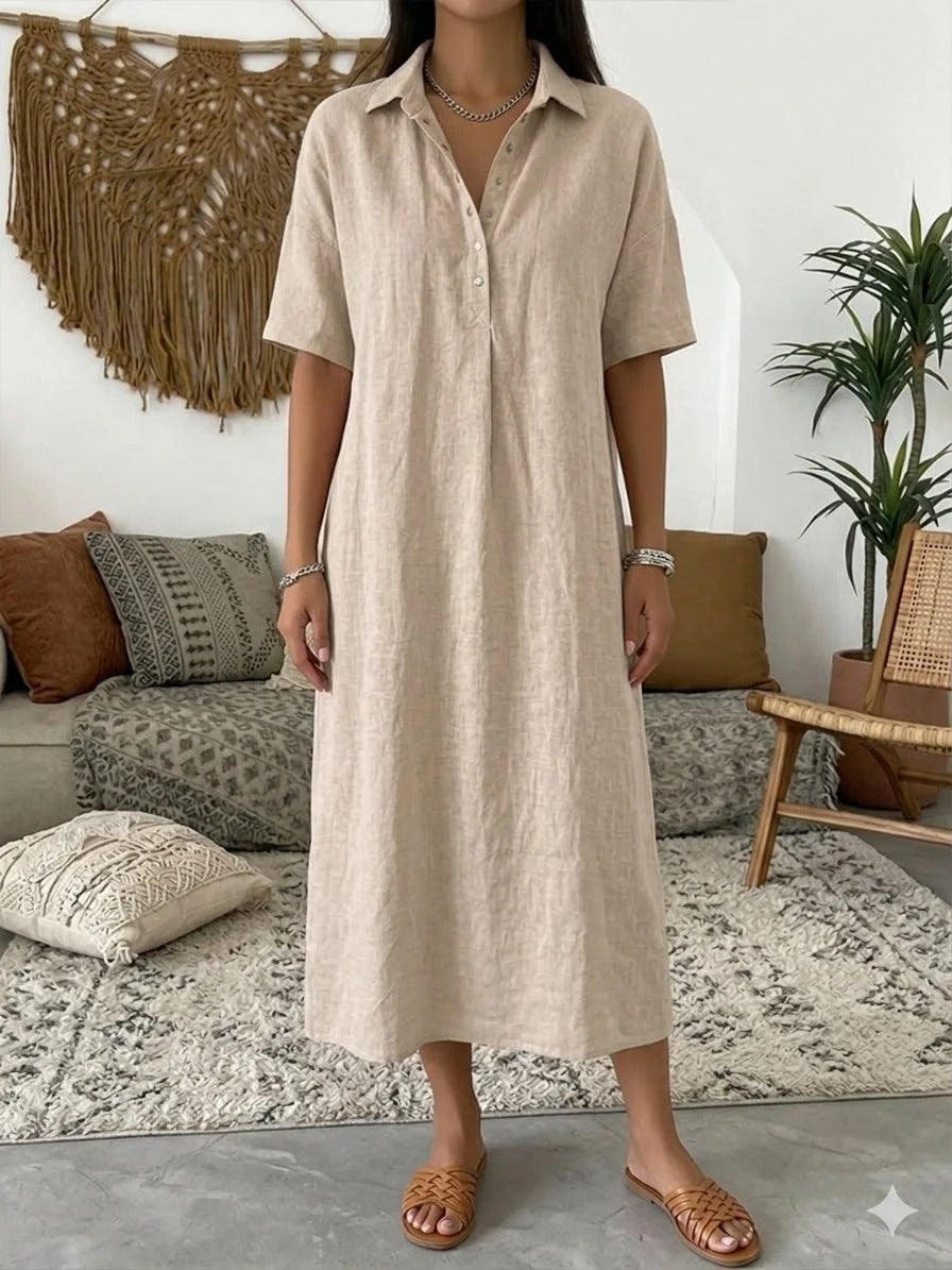 Women's Casual Linen Blend Shirt Dress