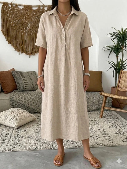 Women's Casual Linen Blend Shirt Dress