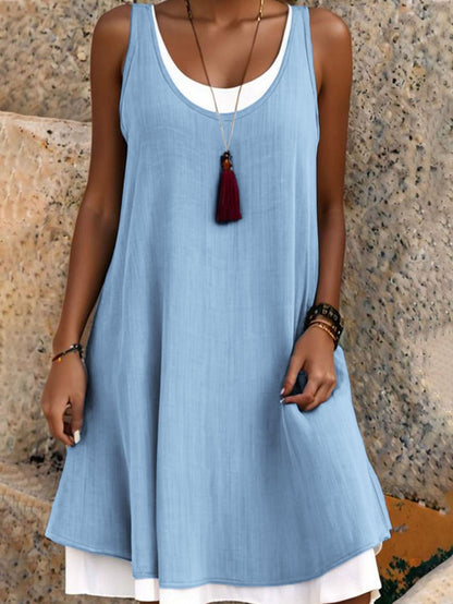 Women's Sleeveless Fake 2-Piece Dress