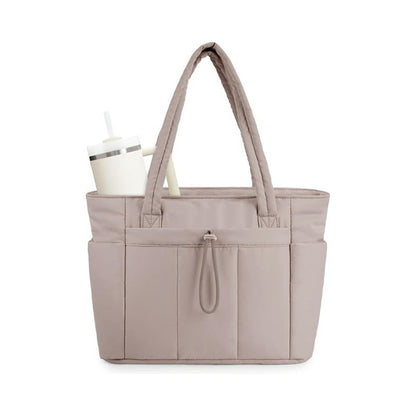 💕Hot Sale 50% OFF🎁Wandering Nature Puffer Tote Bag with Cup Holder & Laptop Compartment & Trolley Sleeve for Travel, Work, Nurse, Women
