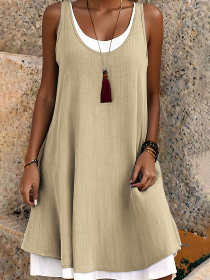 Women's Sleeveless Fake 2-Piece Dress