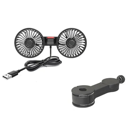 💥Limited time 50% off🔥Car Seat Back Cooling Fan USB Charge Dual Head Fan 360 Degree Rotation Portable Cooler 3-Speed Super Wind Car Accessories
