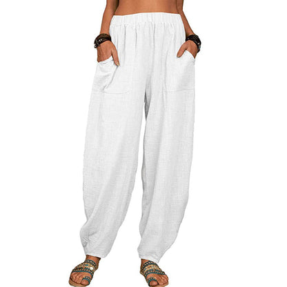 Women's linen and cotton wide leg pants