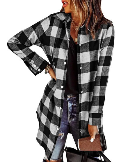 🔥New Hot Selling🔥Women’s Plaid Longline Shirt Jacket