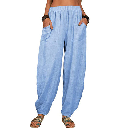 Women's linen and cotton wide leg pants