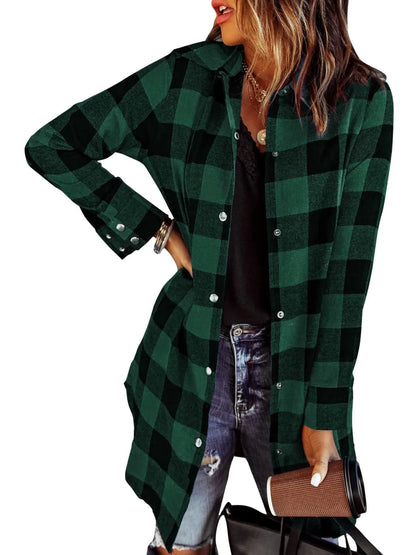 🔥New Hot Selling🔥Women’s Plaid Longline Shirt Jacket