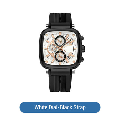 ⚡Hot Sale 50% Off⚡Multi Functional Waterproof Quartz Men's Square Watch Silicone Tape