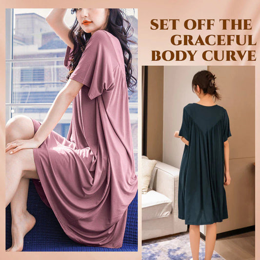 (LAST DAY 50% OFF) Super Soft Comfortable Short Sleeve Loose Pajama Dress-6