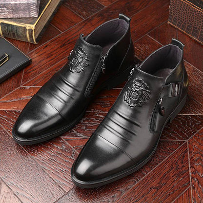 🔥Men's Embossed Ankle Boots  Dual Side Zipper Trendy Boots! 👞✈️Free Shipping